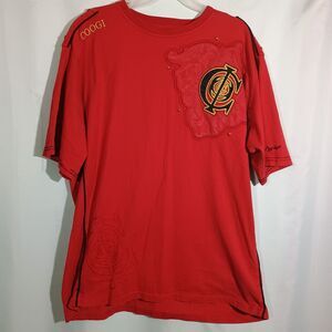 Coogi Red Graphic Embroidered T Shirt Short Sleeve Logo Tee Top